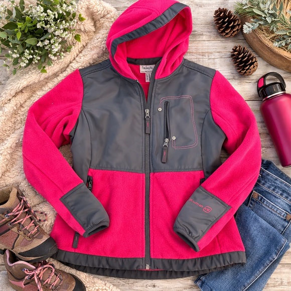 Free Country Jackets & Blazers - Free Country Red & Charcoal Hooded Fleece B